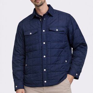 Robert Graham Men’s Quilted Jacket Blue M Button Front Insulated NWT